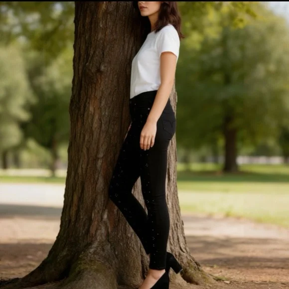 PAIGE Verdugo Cleo Jewel Embellished Black Skinny Jeans Size 29 - Picture 2 of 12